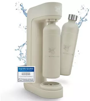 Luckymoose Infinity-S Wassersprudler mit 2x 1,25L Edelstahlflaschen sand