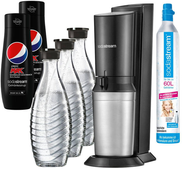 SodaStream Crystal 2.0 Titan Pack Black + 3 Karaffen + 2 Pepsi Light