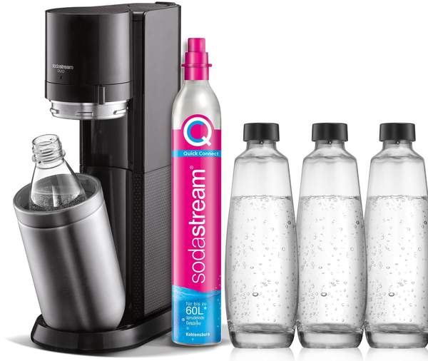 SodaStream Duo Titan & 3 Glasflaschen + 1 PET Flasche