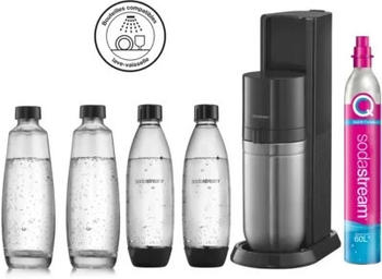 SodaStream Duo Black Set (CO2-Zylinder + 2 Glasflaschen + 2 PET-Flaschen)
