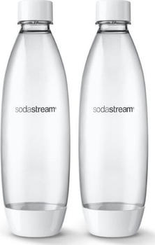 SodaStream 1 Litre Fuse Bottles - White Two-Pack for Dishwasher