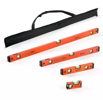VEVOR Wasserwaagen-Set 4-tlg. magnetisch 12/30/60/100cm, 3 Libellen (JXSPC40INCH2ATPJC001V0)