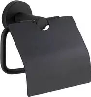 WENKO BOSIO Toilettenpapierhalter, Schwarz matt, Edelstahl rostfrei