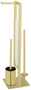 Wenko WC-Garnitur Rivalta Gold Edelstahl mit Toilettenpapierhalter und WC-Bürstenhalter (26034100)