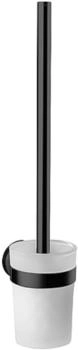 emco Round Toilettenbürstengarnitur schwarz, Kristallglas satiniert, Wandmodell (431513301)