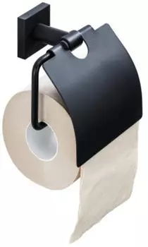 Dietsche Quaruna WC-Papierhalter 753999 mit Deckel, zum Kleben oder Schrauben, schwarz matt