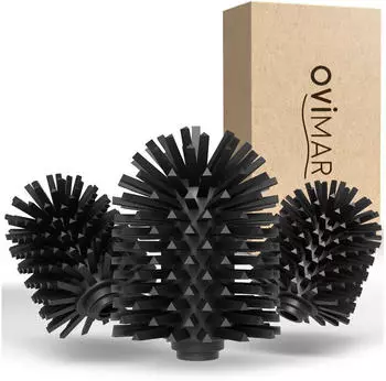 ovimar Vejro Silikon-Ersatzb&uuml;rstenkopf f&uuml;r Klob&uuml;rste, Schwarz, 3er-Set (81004237)