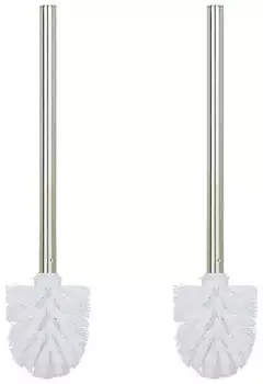 Relaxdays Toilettenb&uuml;rsten-Set, abnehmbarer B&uuml;rstenkopf, Edelstahl, wei&szlig;, 35x8cm, 10er-Set