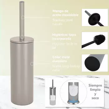 Spirella Akira WC-B&uuml;rste mit Edelstahlhalter, Taupe Matt (10.20251)