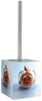 Sanilo WC-B&uuml;rste "Goldfisch" mit Halter, Edelstahlgriff, Orange, Rechteckig