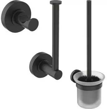 Ideal Standard IOM Accessoires Paket A9246XG Silk Black, Papierrollenhalter, Haken, WC-B&uuml;rste