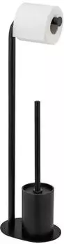 Wenko Levante Stand WC-Garnitur mit Rollenhalter, Metall, schwarz (26351100)