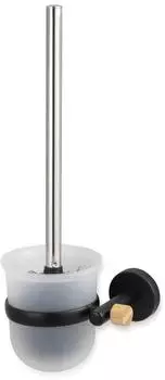 MSV Iana Wandmontierter WC-Bürstenhalter Stahl & Bambus Mattschwarz (MS4720)