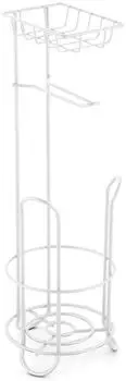 MSV MS4680 Freistehender Toilettenpapierhalter mit Ablage, 3 Rollen, Metall, Mattweiss (MSV23-142642)