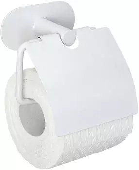 Wenko Turbo-Loc Orea Toilettenpapierhalter mit Deckel, Edelstahl, wei&szlig; (23498511-0)