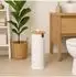 Relaxdays Toilettenpapier-Aufbewahrung 3 Rollen, Metall/Holz, rund, weiß (14.5x49x14.5cm)