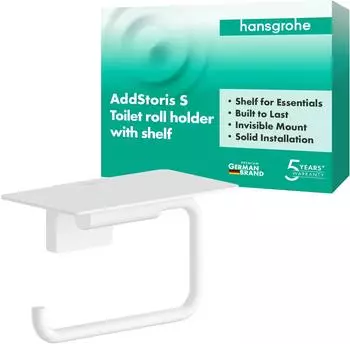 Hansgrohe AddStoris S Toilettenpapierhalter 41789700 mit Ablage, matt weiß