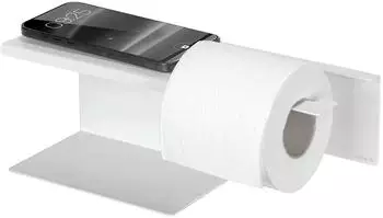 Wenko Turbo-Loc Toilettenpapierhalter Lizan mit Ablage, Stahl, wei&szlig; matt (26581100)