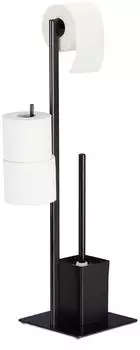 Relaxdays WC-Garnitur Butler Stand mit Ersatzrollenhalter, 2 Rollen