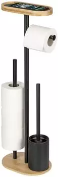 Wenko Rivalta WC-Garnitur 4in1 mit Rollenhalter, WC-B&uuml;rste und Ablage, schwarz (26302100)