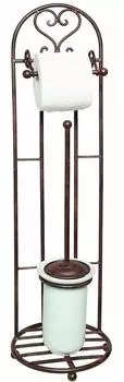 Ambiente Haus Toilettenrollenst&auml;nder mit B&uuml;rste, antikbraun, 81cm (95227)