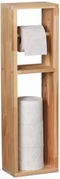 Relaxdays Toilettenpapierhalter Walnussholz, Wandmontage oder stehend, 70x20x13cm (10031507)