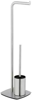 Wenko Iria Stand WC-Garnitur mit Papierrollenhalter, Edelstahl matt (25631100)