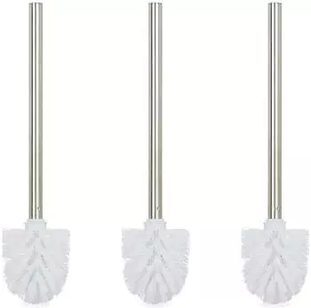Relaxdays Toilettenbürsten-Set 6x, Edelstahl, weiß, HxD 35x8cm