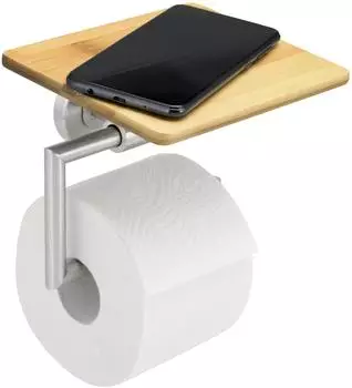 bremermann PIAZZA BAMBUS Toilettenpapierhalter mit Ablage, Bambus/Edelstahl matt