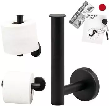 bremermann PIAZZA BLACK Toilettenpapierhalter 2in1, Edelstahl matt schwarz