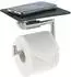 bremermann PIAZZA Toilettenpapierhalter mit Glasablage, Edelstahl matt, grau (90183)