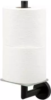 bremermann PIAZZA BLACK Toilettenpapierhalter mit Glasboden, Edelstahl matt schwarz