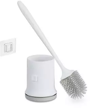 Relaxdays Toilettenb&uuml;rste mit Wandhalterung, ohne Bohren, wei&szlig;-grau (10044121)