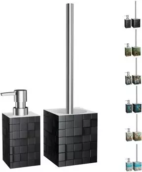 Sanilo Cube Badezimmer-Set Seifenspender und WC-B&uuml;rste, 2-tlg.