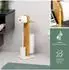 eluno Stand-WC-Garnitur 4in1 mit WC-Bürste, Rollenhalter & Ablage, Bambus/Metall, weiß