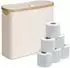 Relaxdays Toilettenpapier-Aufbewahrungskorb 12 Rollen, Stoff/Bambus, beige (10051701_127)