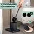bremermann Stand-WC-Garnitur 2in1 WC-Bürste & Rollenhalter, schwarz/Bambus