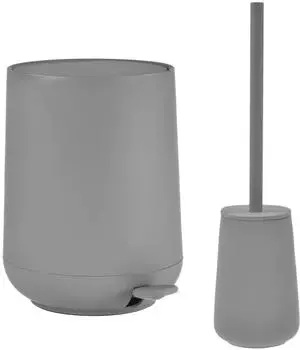 Zone Denmark Nova One Bad-Accessoires Set (Kosmetikeimer & Toilettenb&uuml;rste), grau, 2-tlg.
