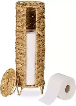 Relaxdays Toilettenpapierst&auml;nder 4 Rollen, Wasserhyazinthe, natur (50,5x16cm)
