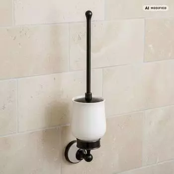 PaulGurkes Nostalgie Retro WC-Bürste schwarz mit weißer Keramikeinlage (PGCOSMOS8-QP)