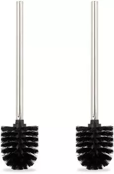 Relaxdays Toilettenb&uuml;rsten-Set, 2er-Pack, abnehmbarer B&uuml;rstenkopf, schwarz, 36x8cm