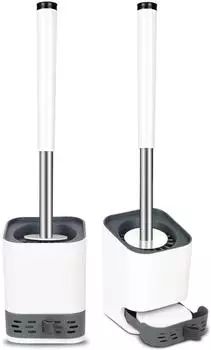 LuxusKollektion Silikon-Toilettenb&uuml;rste mit Halterung, wandmontierbar, wei&szlig;/grau, 2er-Set