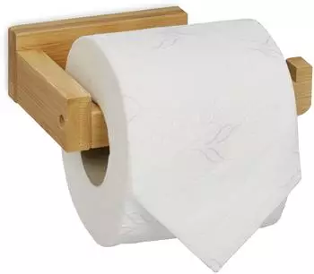 Relaxdays Toilettenpapierhalter Bambus, klebend, 4x14x9cm (10045304)
