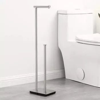 LuxusKollektion Toilettenpapierhalter freistehend, geb&uuml;rsteter Edelstahl SUS304, 51cm