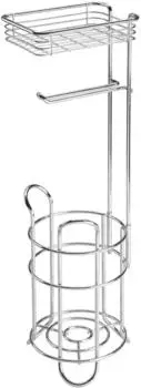 mDesign Toilettenpapierhalter mit Ablage, Metall, silber gl&auml;nzend (8792MDBSTEU)