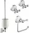 PaulGurkes COSMOS Bad-Accessoire-Set, 4-tlg., Messing verchromt, weiße Keramik