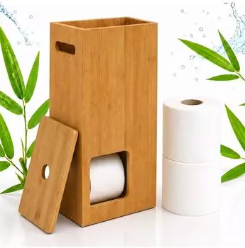 Relaxdays Toilettenpapier-Aufbewahrungsbox Bambus, 8 Rollen