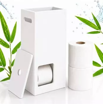 Relaxdays Toilettenpapier-Aufbewahrung, 8 Rollen, freistehend, MDF, wei&szlig;