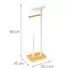 Relaxdays Toilettenpapierhalter freistehend mit Fach, Metall/Holz, weiß/natur, 68x20,5x16cm (10051546_49)