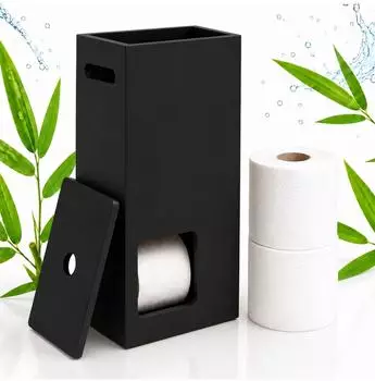 Relaxdays Toilettenpapier-Ersatzrollenhalter stehend, 8 Rollen, MDF, schwarz